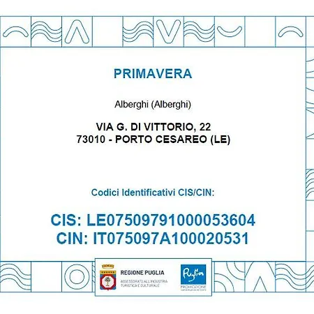Primavera Отель Порто-Чезарео